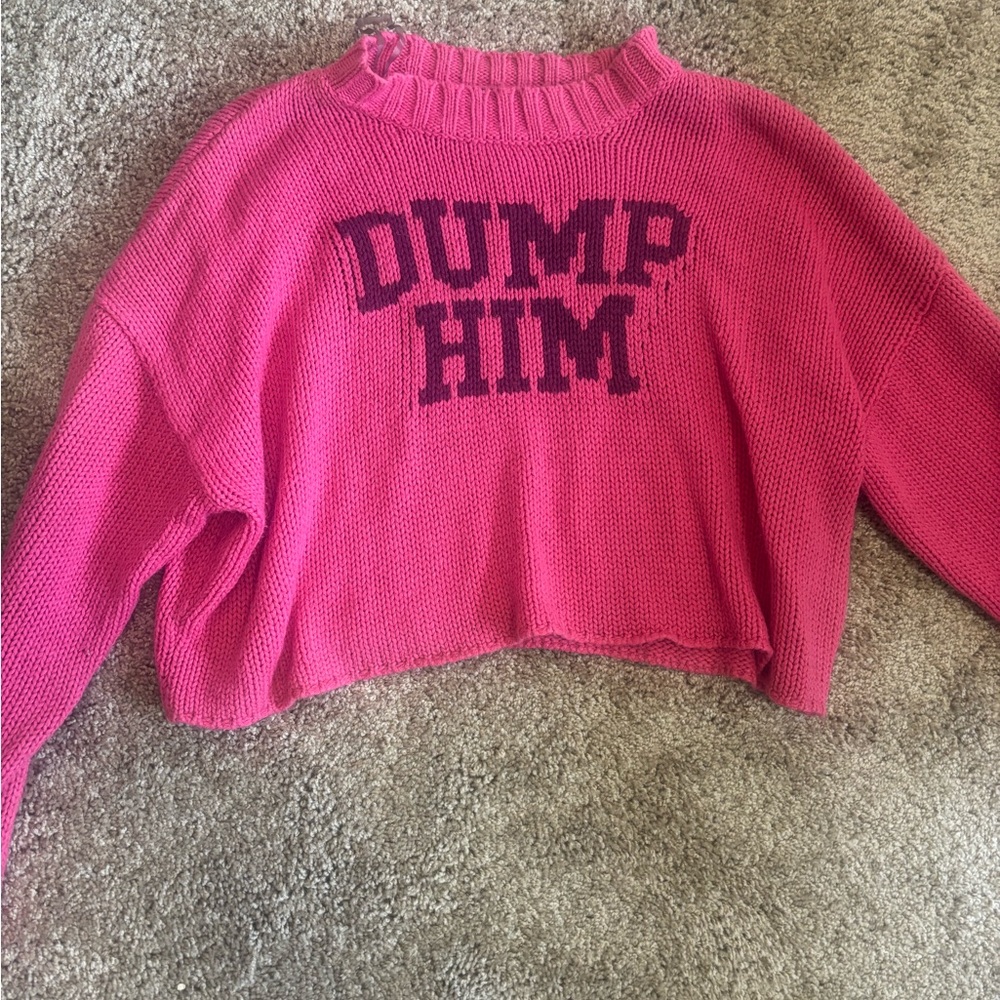 Pink “Dump Him” Cropped Sweater Size Medium